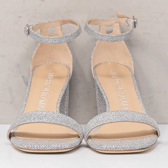 Stuart Weitzman Nudistcurve 75 New Noir Silver Block Heels - Picture 6 of 7